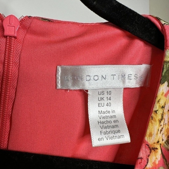 NWT London Times Floral Faux Wrap Mini Dress Short Sleeve Women's Pink Size 10 - Picture 5 of 6